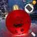 JOSEN Inflatable Christmas Ball Solar Light Up PVC Christmas Outdoor Decorations 24 Inch Inflatable Christmas Ornaments Giant Inflatable Ornaments for Holiday Lawn Porch Decor (Santa Claus Red)