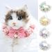 Yirtree Cat Saliva Towel Lace Patchwork Fake Pearl Decor Floral Print Bowknot Pet Cat Neckerchief Daily Collocation