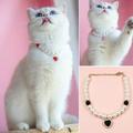 Yirtree Pet Necklace Adjustable Ultralight Lobster Clasp Design Friendly to Skin Easy-wearing Dress-up ABS Pet Cat Faux Pearl Necklace with Heart Pendant Pet Supplies