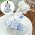 Yirtree Pet Princess Dress with Bowknot Charming Easy to Wear Simulated Pearl Decor Cat Dog Dress Pet Supplies