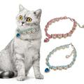 Yirtree Cat Necklace Vibrant Color Allergy Free Lobster Clasp Design with Extension Chain Non-Fading Dress Up 2 Colors Colorful Loose Bead Pet Imitation Pearl Necklace Pet Supplies