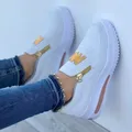 Sneakers Casual da donna piattaforma cerniera laterale M scarpe vulcanizzate stampate Plus Size moda