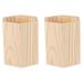 NUOLUX 2 Pcs Single Compartments Wooden Container Pen Holder Office Organizer Unfinished Solid Color Case Pot for Home Office DIY Graffiti (Hexagon Tube)
