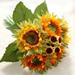 Fake 2PCS Decoration Artificial Flower 5 Heads Beauty Sunflower Artificial Silk Flower Bouquet Home Floral Decor