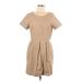 Sugarlips Casual Dress - Mini Scoop Neck Short sleeves: Tan Solid Dresses - Women's Size Large