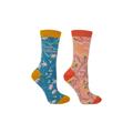 Miss Sparrow - Ladies Mum Socks | Floral Patterned Bamboo Socks | 2 Pairs | Present for Mothers Day in Gift Box - Mum In A Million BOX - 4-7