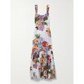 Etro - Floral-print Cotton And Silk-blend Jacquard Maxi Dress - White