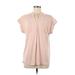 Calvin Klein Short Sleeve Top Pink Print V Neck Tops - Women's Size Medium