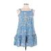 Old Navy Casual Dress - DropWaist Square Sleeveless: Blue Print Dresses - Women's Size 10