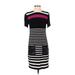 Donna Morgan Casual Dress - Sheath High Neck Short sleeves: Black Color Block Dresses - Women's Size 4