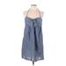 J.Crew Casual Dress - Mini Plunge Sleeveless: Blue Print Dresses - Women's Size Large