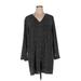 J.Crew Factory Store Casual Dress - Shift V Neck Long sleeves: Black Print Dresses - Women's Size X-Large