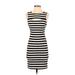 Aqua Casual Dress - Bodycon: Black Stripes Dresses - Women's Size Small