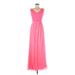 Black Bead Casual Dress - Formal V-Neck Sleeveless: Pink Print Dresses - Women's Size Medium
