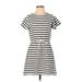 Kate Spade New York Casual Dress - Mini Crew Neck Short sleeves: White Stripes Dresses - Women's Size X-Small