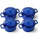 Lareina Mini Cocotte - 12oz Ceramic Casserole Dishes - Kitchen Casserole Sets With Handles And Lid - Small Baking Ramekins - Oven, Microwave & Dishwasher Safe - Set of 4 - Blue