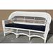 ElanaMar Designs Cape May Outdoor Sofa Natural w/ Navy Cushion Wicker/Rattan/Metal in White/Black | 37 H x 72 W x 28 D in | Wayfair CM3-W-NAVY