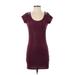 Free People Casual Dress - Mini Scoop Neck Short sleeves: Burgundy Solid Dresses - Women's Size X-Small