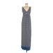 Max Studio Casual Dress Plunge Sleeveless: Blue Print Dresses - Women's Size Medium