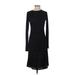 Theory Cocktail Dress - A-Line High Neck Long sleeves: Black Solid Dresses - Women's Size P