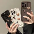 Coque de téléphone ours café dessin animé 3D coque arrière souple pour iPhone 15 14 Plus 13 12