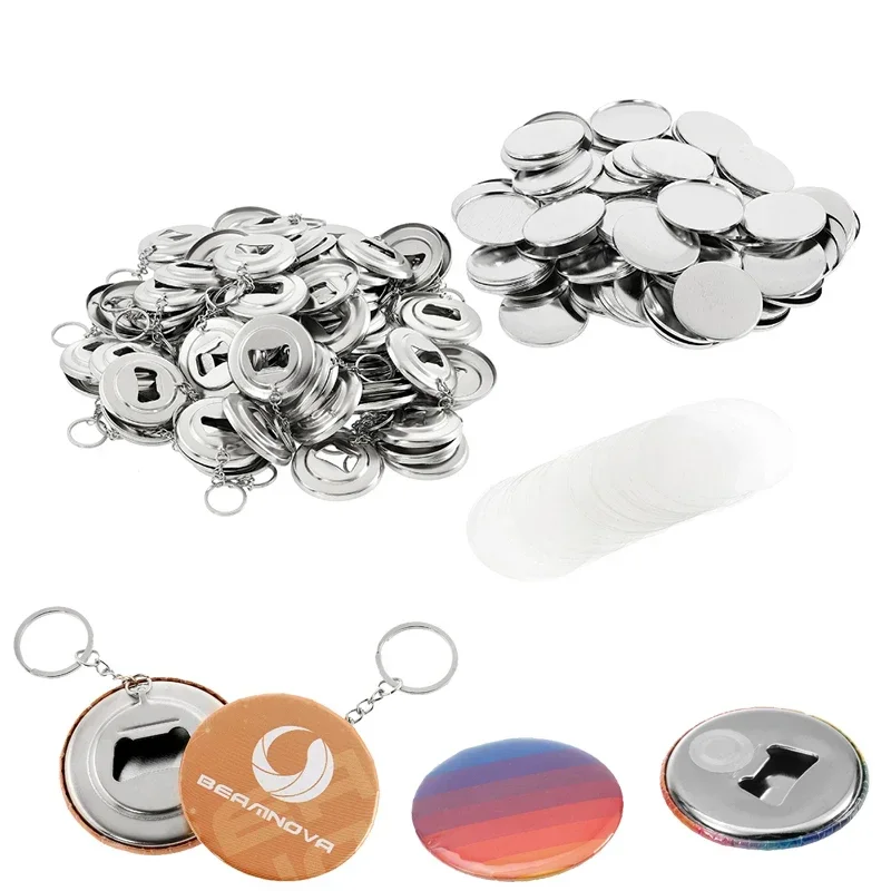 Matériel de badge de bricolage pour ouvre-bouteille portable avec porte-clés, aimant de réfrigérateur exécutif pour fabricant de boutons, pièces de machine, 50 pièces, 58mm