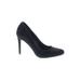 LC Lauren Conrad Heels: Pumps Stilleto Cocktail Party Black Print Shoes - Women's Size 7 1/2 - Almond Toe