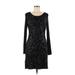 Karen Kane Cocktail Dress - Sheath Scoop Neck Long sleeves: Black Solid Dresses - Women's Size Medium
