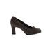 Lord & Taylor Heels: Slip-on Chunky Heel Minimalist Gray Solid Shoes - Women's Size 7 1/2 - Almond Toe