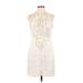 Nanette Lepore Casual Dress - Shirtdress Crew Neck Sleeveless: Ivory Print Dresses - Women's Size 6