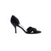 Nina Heels: D'Orsay Stilleto Cocktail Party Black Print Shoes - Women's Size 8 - Open Toe