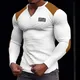 Spring New Solid Color Slim Fit Long Sleeve T-shirt Men's Small V-neck Breathable Sports Coat Waffle
