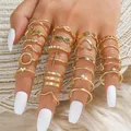 IFMIA New Gold Color Heart Rings Set For Women Vintage Geometric Cross Pearl Butterfly Finger Rings