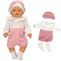 Doll Clothes 43cm Baby Doll Boy Rompers Socks Hat Set for 17-18inch Baby Doll Wears New Born Baby