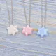 Fnixtar 2Pcs Star of David Synthetic Resin Opal Pendant Necklace Stainless Steel Cable Chain