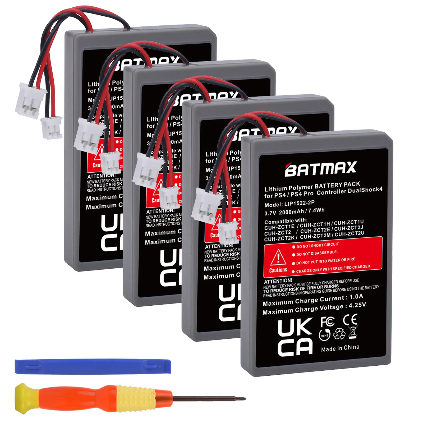 2000 mAh PS4 Akku für Sony PS4 Pro Slim PlayStation 4 DualShock4 V1 V2 KCR1410 LIP1522 CUH-ZCT1E CUH-ZCT2 Wireless Controller Image