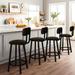 Industrial Style Bar Stools Set, 24.6" Tall PU Leather Upholstered Counter Stools Bar Chairs with Backrest and Footrest