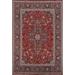 Floral Red Kashan Turkish Area Rug Machine-Made Oriental Carpet - 9'7" x 12'10"