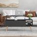 Modern Lift Top Coffee Table, Solid Wood Dining Table with Hidden Compartment and Adjustable Storage Shelf