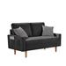 Linen Upholstered Sleeper Loveseat Sofa for Living Room, Classic Black Deep Seat Loveseat with 2 Houndstooth Pillows, Pocket