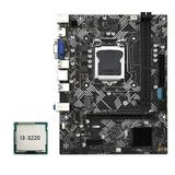 B75M- Desktop Motherboard +I3-3220 CPU LGA 1155 USB 3.0 SATA 3.0 Support Up to 16GB DDR3 1600MHz RAM Slots