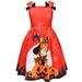 Tosmy Toddler Kids Girl Clothes Sleeveless Pumpkins Witch Print Custome Princess Dress Kids Party Dress
