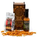 Psycho Juice Dark Arts Gift Set Mustard Ghost Pepper Chilli Sauce & Spicy Peanuts