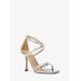 Michael Kors Celia Crystal Embellished Metallic Snake Embossed Sandal Silver 10