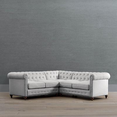Logan Chesterfield 3-pc. Loveseat Sectional - Terracotta Velvet - Frontgate