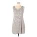 Olivia Rae Casual Dress - Mini Scoop Neck Sleeveless: Ivory Stripes Dresses - Women's Size Large
