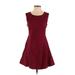 Lulus Casual Dress - Mini Scoop Neck Sleeveless: Burgundy Print Dresses - Women's Size Medium