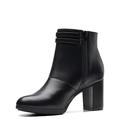 Clarks Women's Bayla Light Fashion Boot, Black Leather, 11