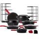 Cast Iron 23-Pc Cookware Set - 8" Skillets with Cast Iron Lid + 12" with Lid + 10" Braiser with Lid + Grill Pan with Lid + Griddle + 5-Qt Dutch Oven + Multi-Cooker + 12"+15" Pan Rack +Scraper +Handles