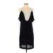 Nanette Lepore Cocktail Dress - Shift Scoop Neck Short sleeves: Black Print Dresses - Women's Size Small